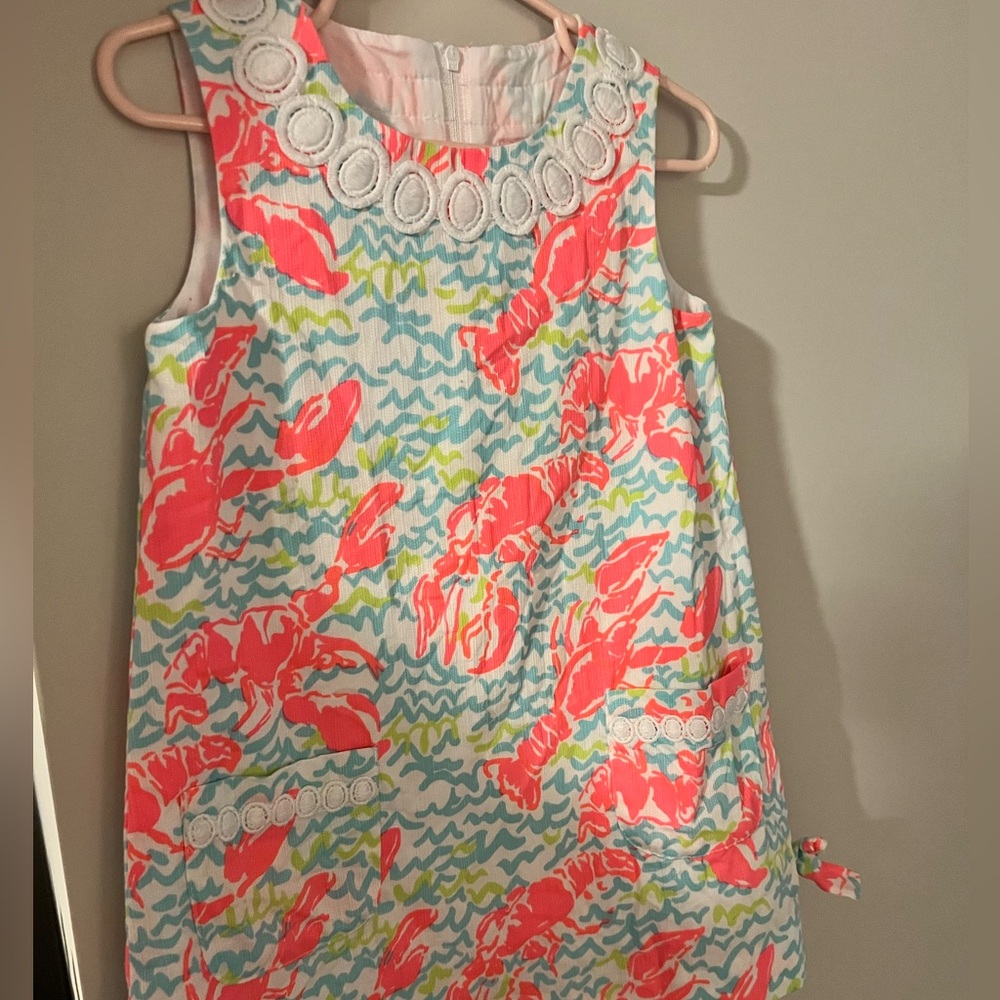 Lilly Pulitzer Pink and Blue Lobster Print Kids Dress